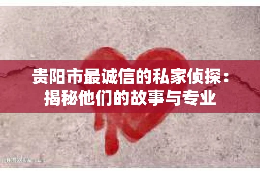 贵阳市最诚信的私家侦探：揭秘他们的故事与专业