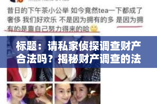 标题：请私家侦探调查财产合法吗？揭秘财产调查的法律边界