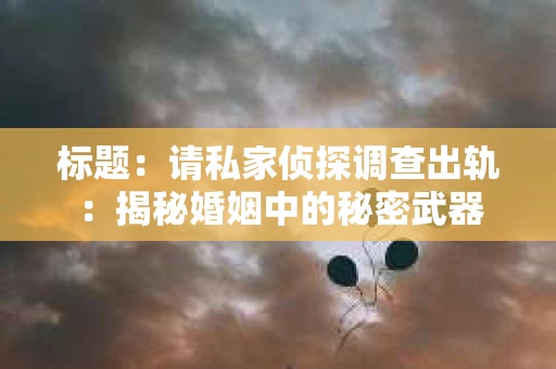 标题：请私家侦探调查出轨：揭秘婚姻中的秘密武器